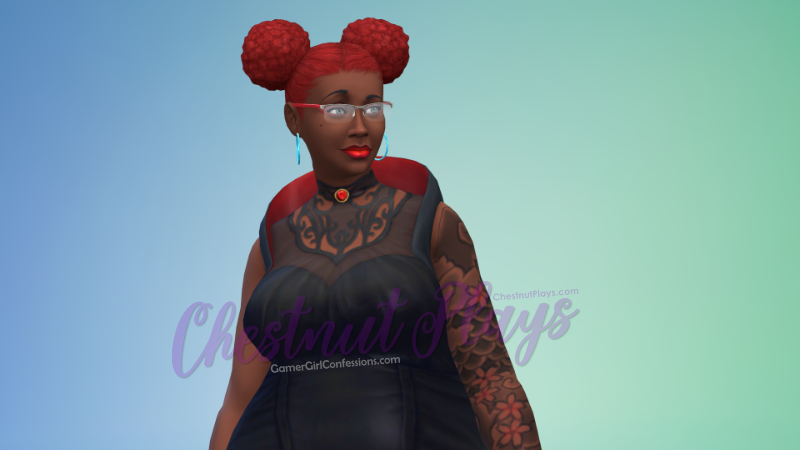 Chestnut's The Sims 4 Flower Legacy Challenge Founder Rose Darling in party outfit