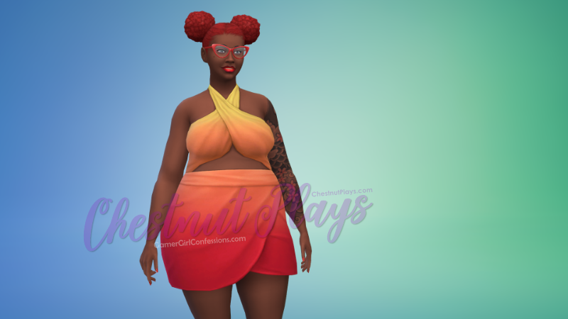 Chestnut's The Sims 4 Flower Legacy Challenge Founder Rose Darling in hot weather outfit