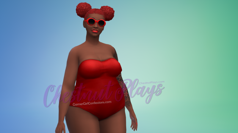 Chestnut's The Sims 4 Flower Legacy Challenge Founder Rose Darling in swim outfit