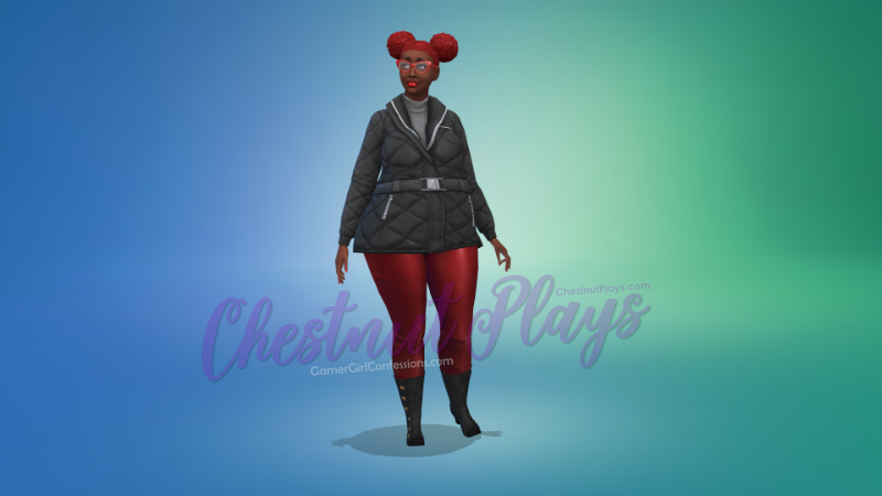 Chestnut's The Sims 4 Flower Legacy Challenge Founder Rose Darling in cold weather outfit