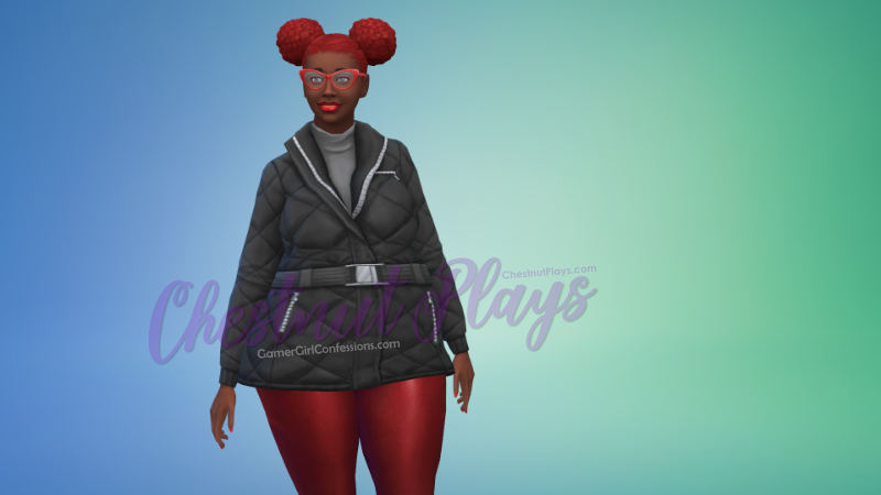 Chestnut's The Sims 4 Flower Legacy Challenge Founder Rose Darling in cold weather outfit